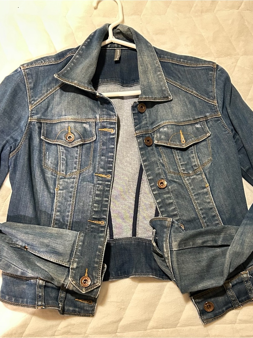 NAF NAF Distressed Blue Denim Jacket